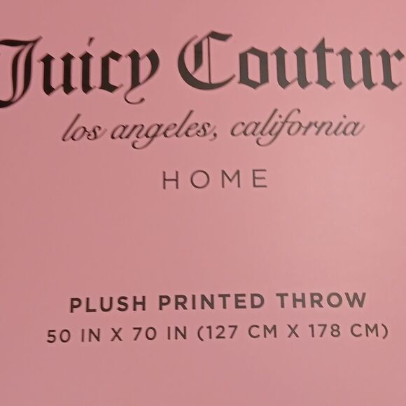 NWT Juicy Couture Plush Throw Blanket Magenta Script - Picture 6 of 7